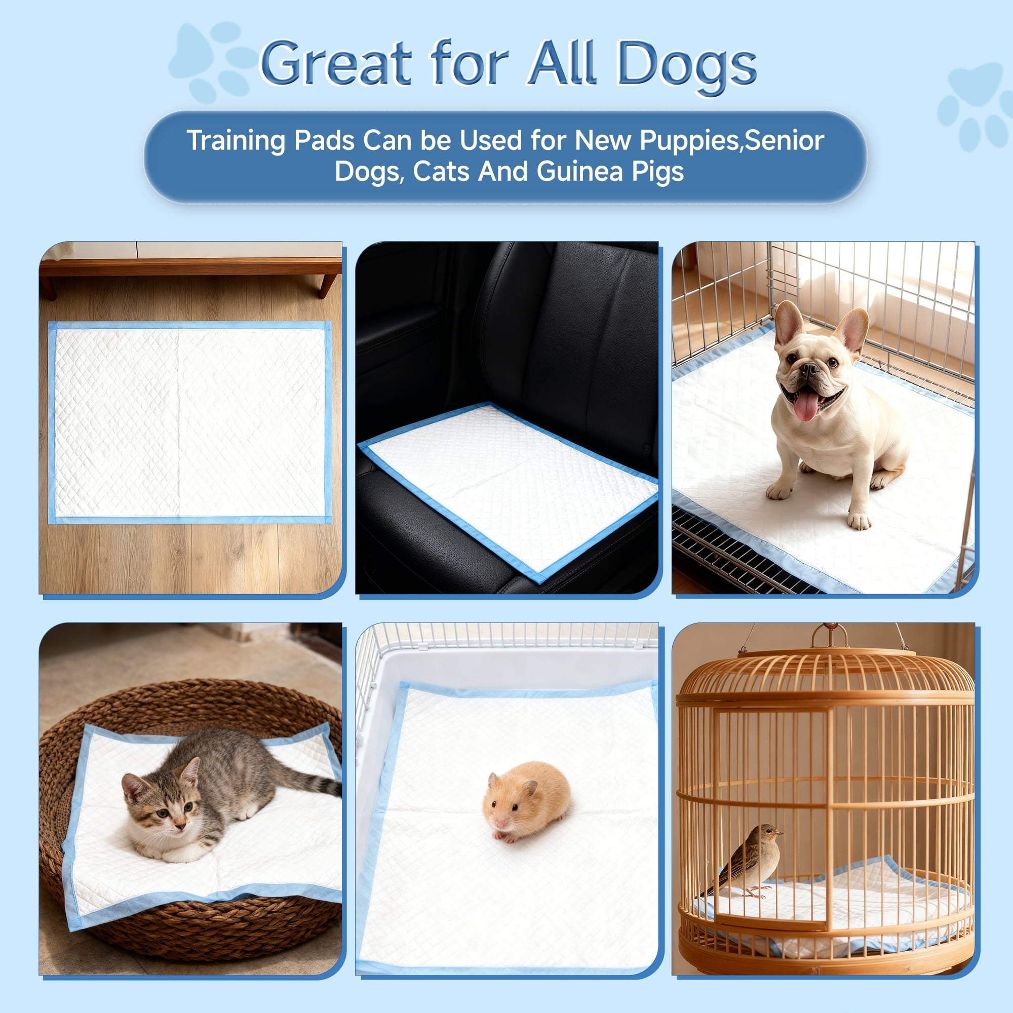 Woonono Puppy Pads Training Pads,Super Absorbent,XL,23"X 30",50 Count Disposable Dog Pee Pads