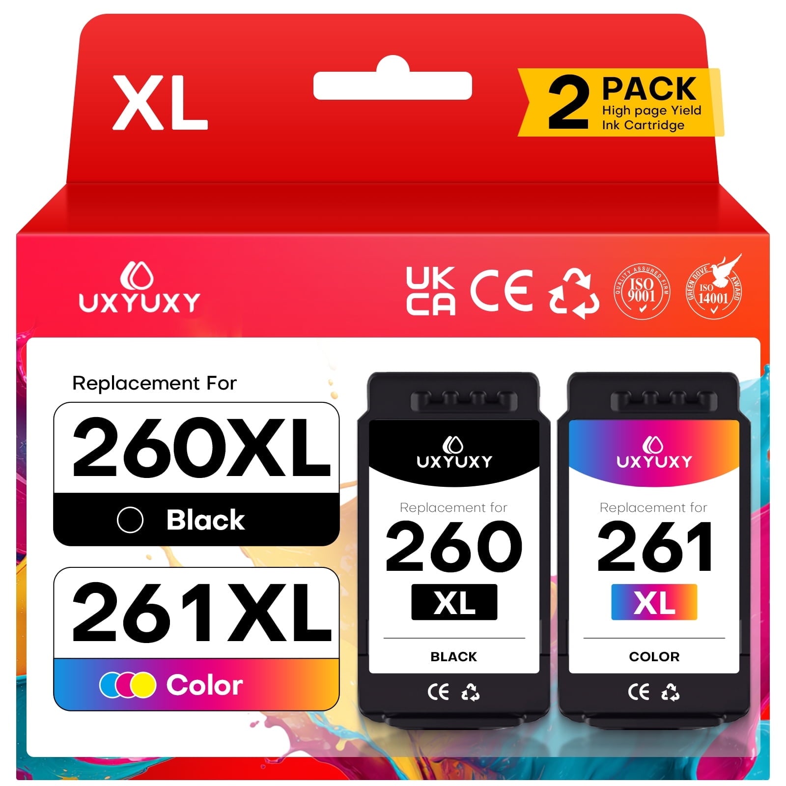 260XL 261XL Ink Cartridge for Canon 260/261 Ink Canon Ink 260 261 for Canon TS5320 TS6420 TR7020 Printer(Black, Tri-Color)