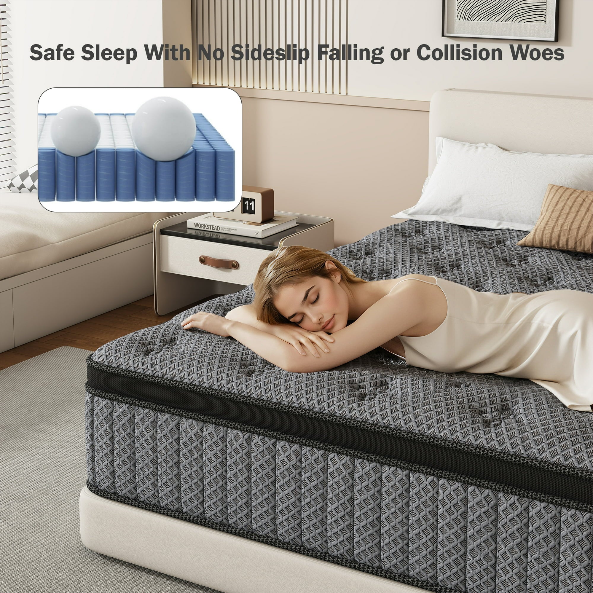 HIKOS 10 inch Full Mattress in a Box, Cooling Gel Memory Foam Hybrid Mattress with Individually Wrapped Pocket Coils, Medium Firm Full Size Mattress, Pressure Relief for Adult