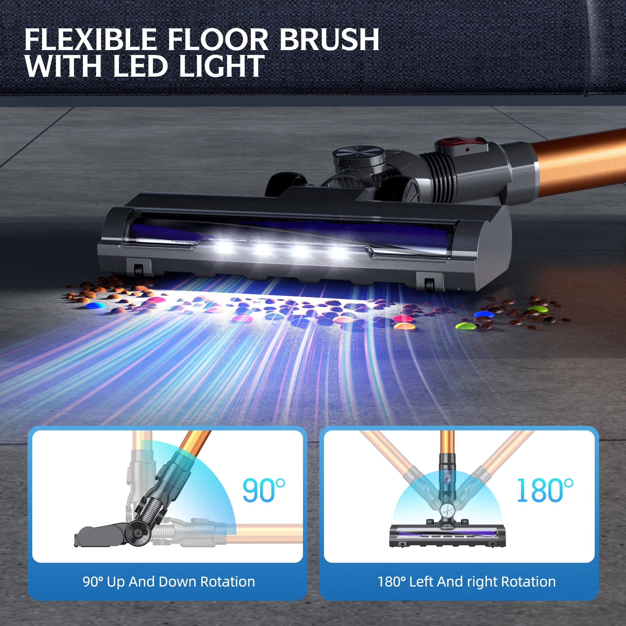 Roanow Cordless Vacuum Cleaner, 38KPA/55Min, Lightweight Stick Vacuum Cleaner for Home Hardwood Floor, Carpet and Pet Hair