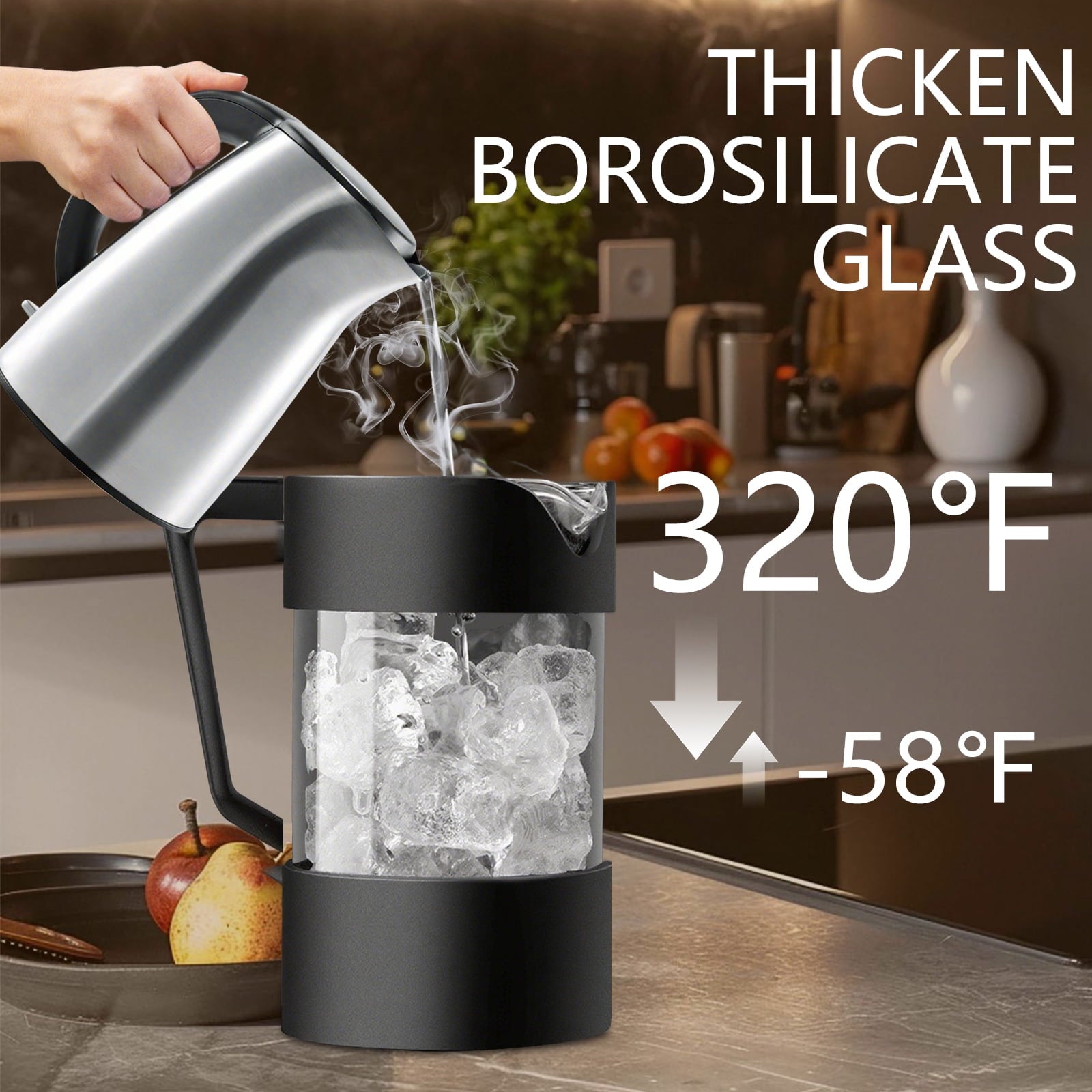 Acarner French Press Coffee Maker 34 oz, Heat Resistant Thick Borosilicate Glass French Presses with 4-Level Filtration, Ice Tea and Coffee Glass Pitcher