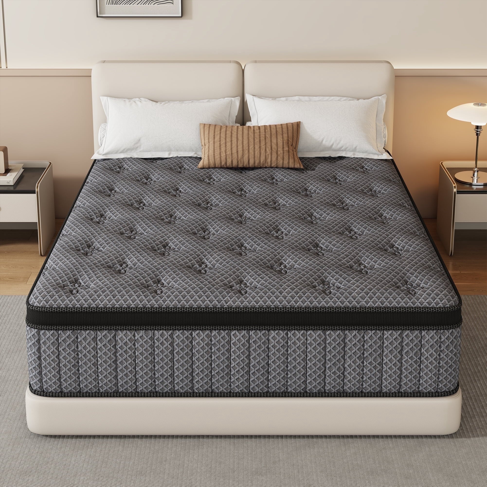 HIKOS 10 inch Twin Mattress in a Box, Cooling Gel Memory Foam Hybrid Mattress with Individually Wrapped Pocket Coils, Medium Firm Twin Size Mattress, Pressure Relief for Adult