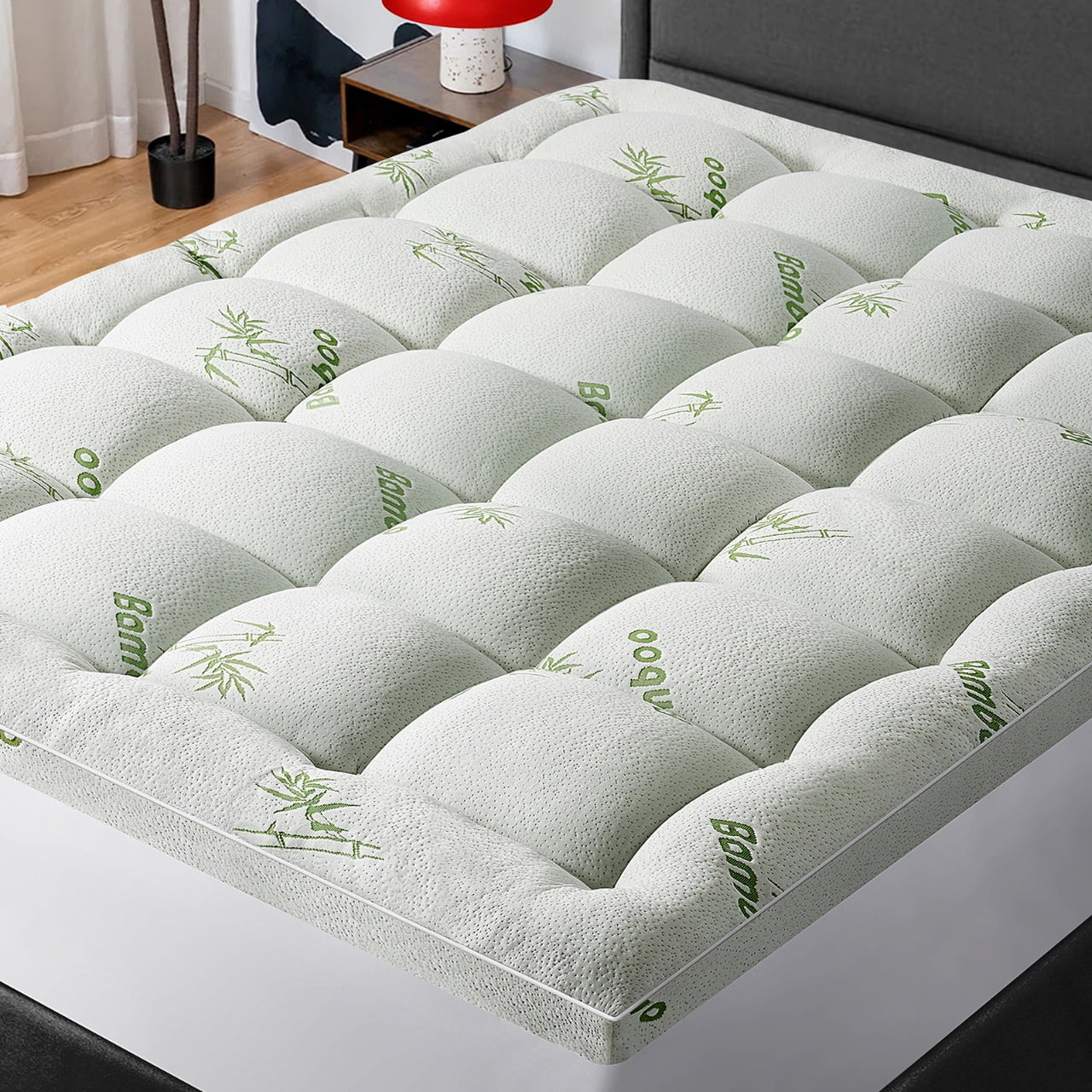 Mattress Topper Twin Size ,Bamboo Extra Thick Mattress Pad Cover Soft Plush Noiseless Down Alternative Fill,with 8-21" Deep Pocket