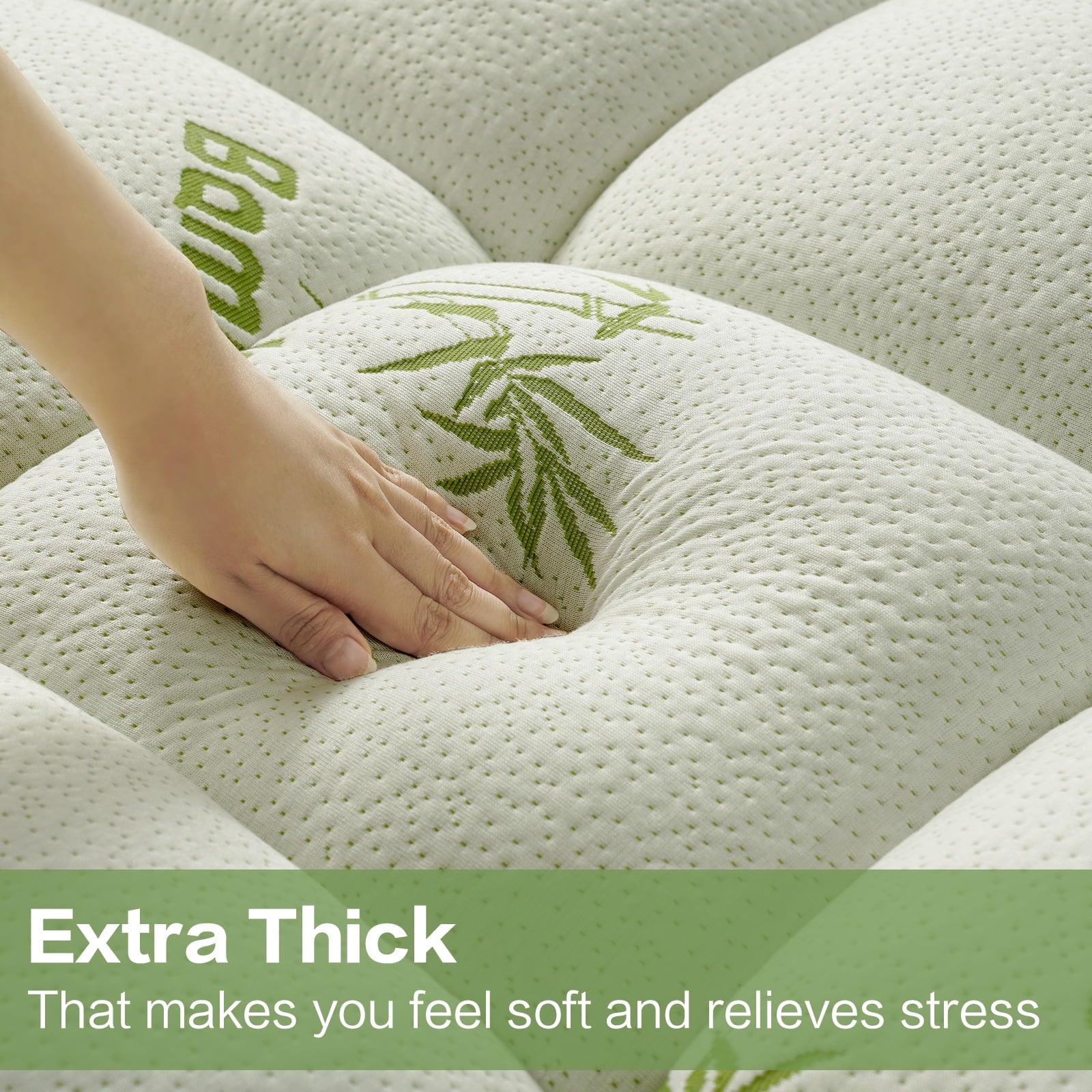 Mattress Topper Twin Size ,Bamboo Extra Thick Mattress Pad Cover Soft Plush Noiseless Down Alternative Fill,with 8-21" Deep Pocket